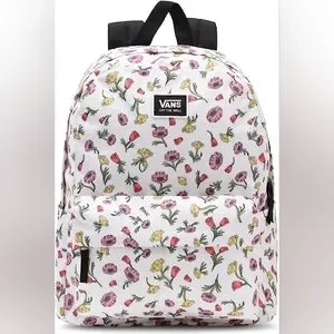 Vans • White Floral Old School Backpack Zip Baxk to School VSCO Spring Pretty Amazon.com | Vans Old Backpack Bag (White) | Casual Daypacks main image 3